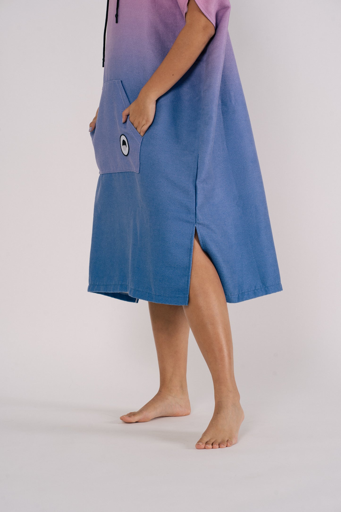 Close up photo of bottom slit of Changing Poncho Towel in Aurora color | Outwhere Philippines